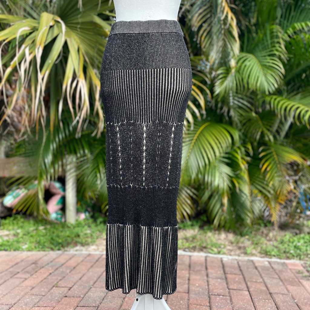 Ramy Brook Lisa Striped Midi Pencil Skirt Knit Size Large Nwt